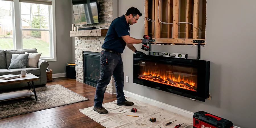 Fake Fireplace and Faux Insert Installation Marlboro