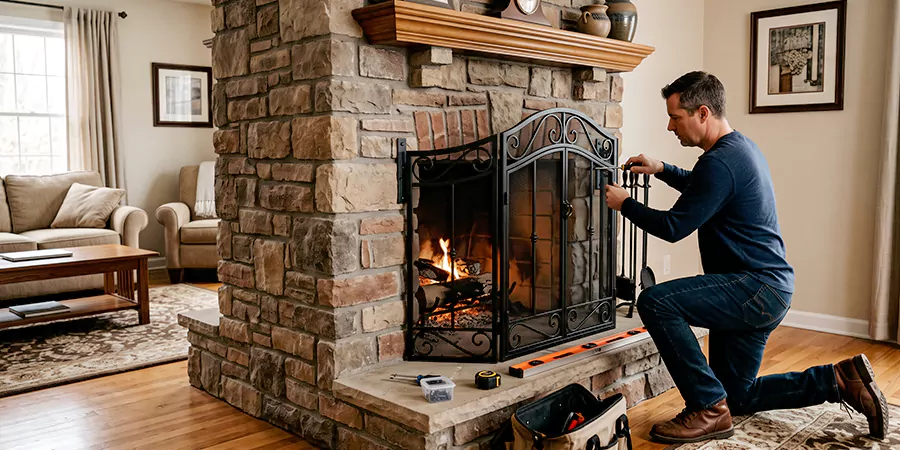 Custom and Decorative Fireplace Screen Installation Marlboro